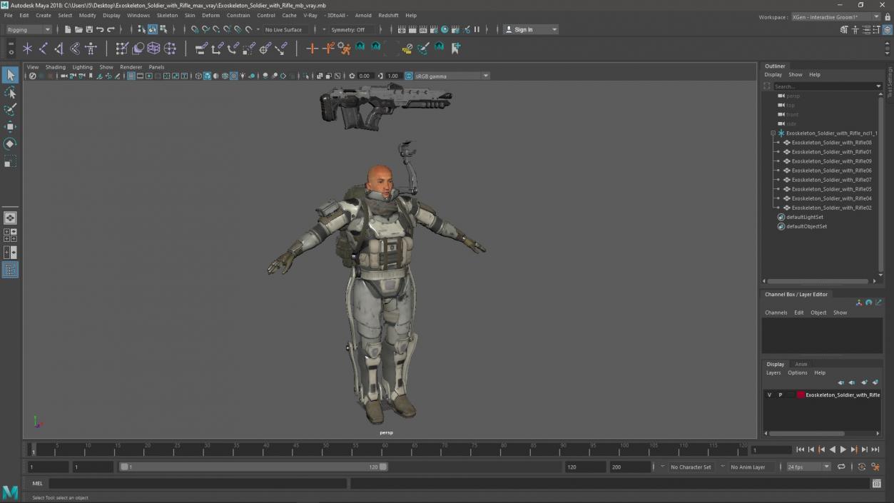 3D model Exoskeleton Soldier with Rifle