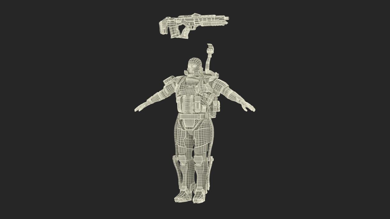 3D model Exoskeleton Soldier with Rifle