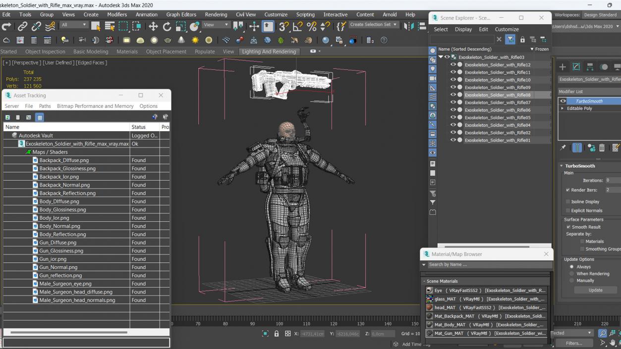 3D model Exoskeleton Soldier with Rifle