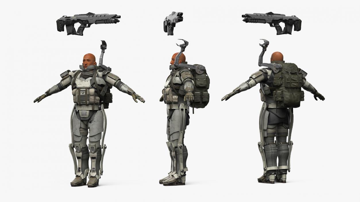 3D model Exoskeleton Soldier with Rifle