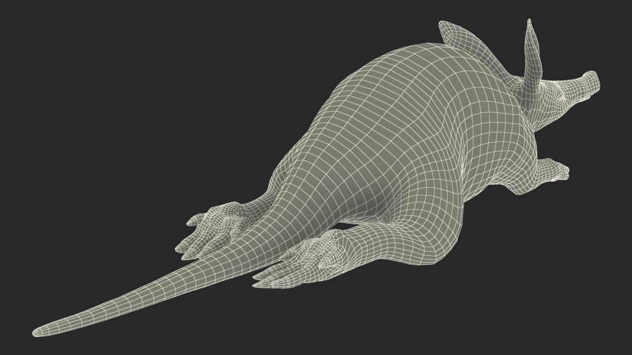 3D Aardvark Lying Pose Fur model