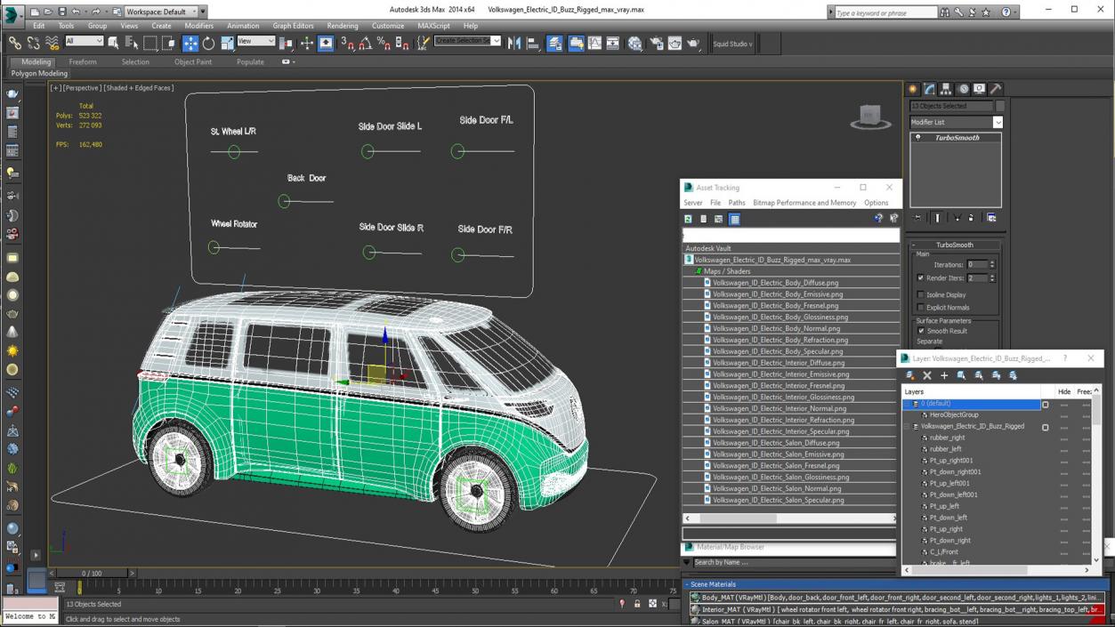 3D Volkswagen Electric ID Buzz Rigged for Cinema 4D model