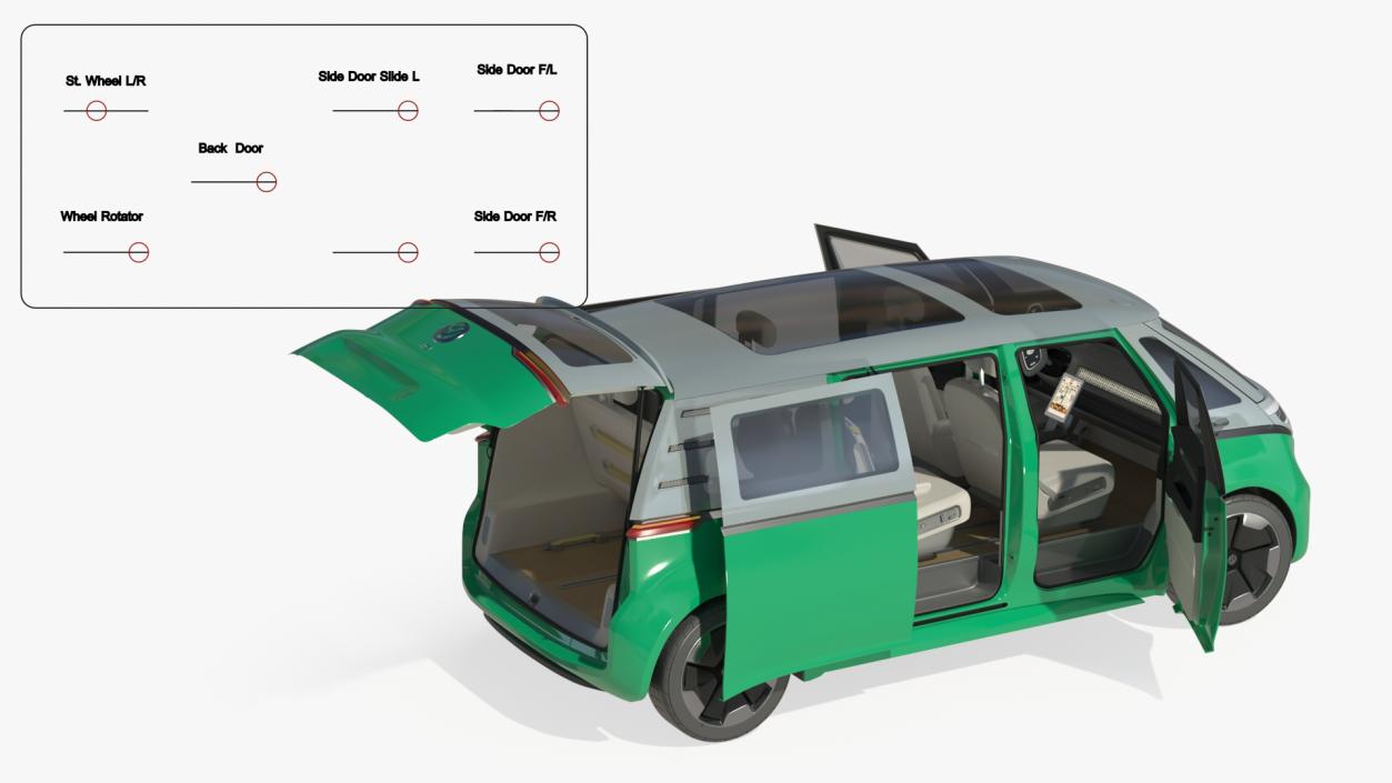 3D Volkswagen Electric ID Buzz Rigged for Cinema 4D model