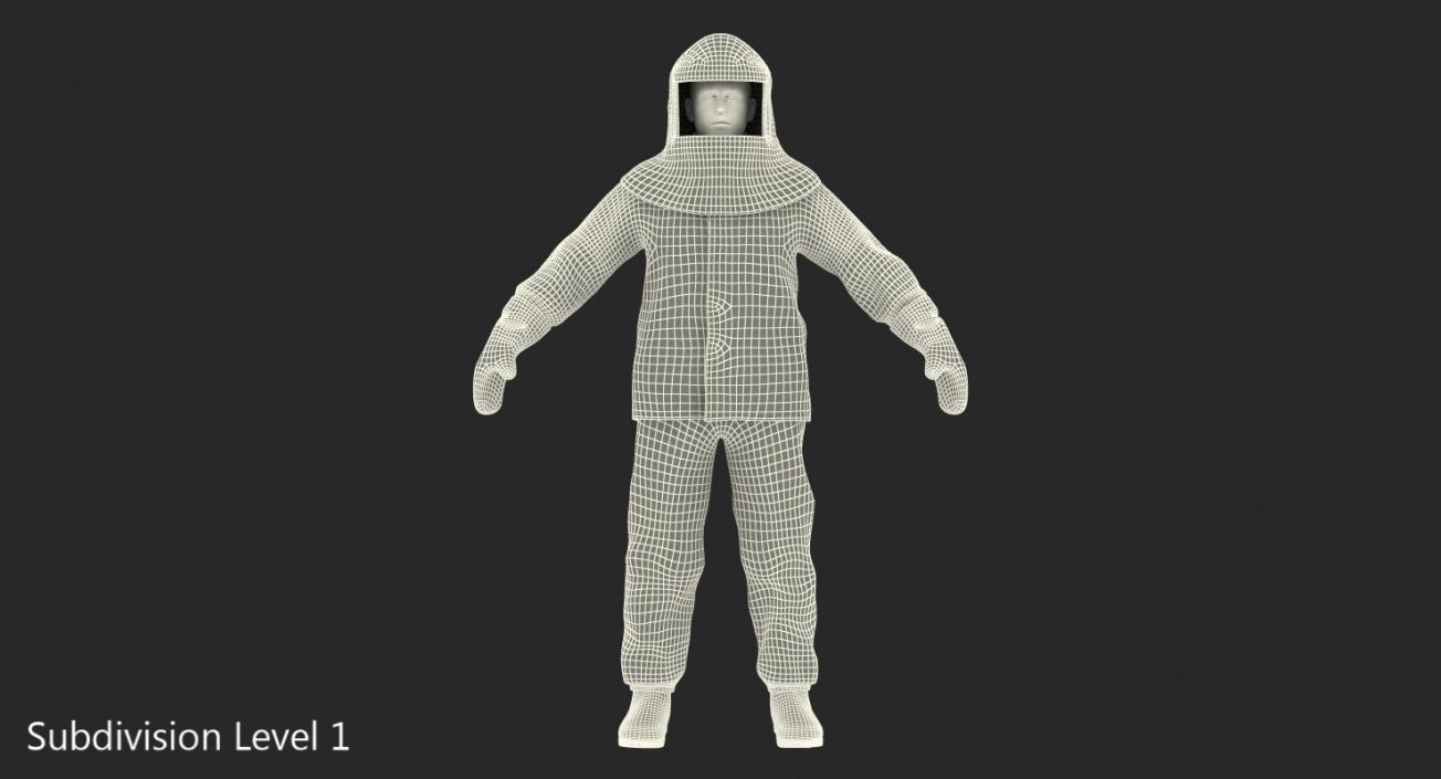 3D model Firefighter Wearing Aluminized Chemical Protective Suit