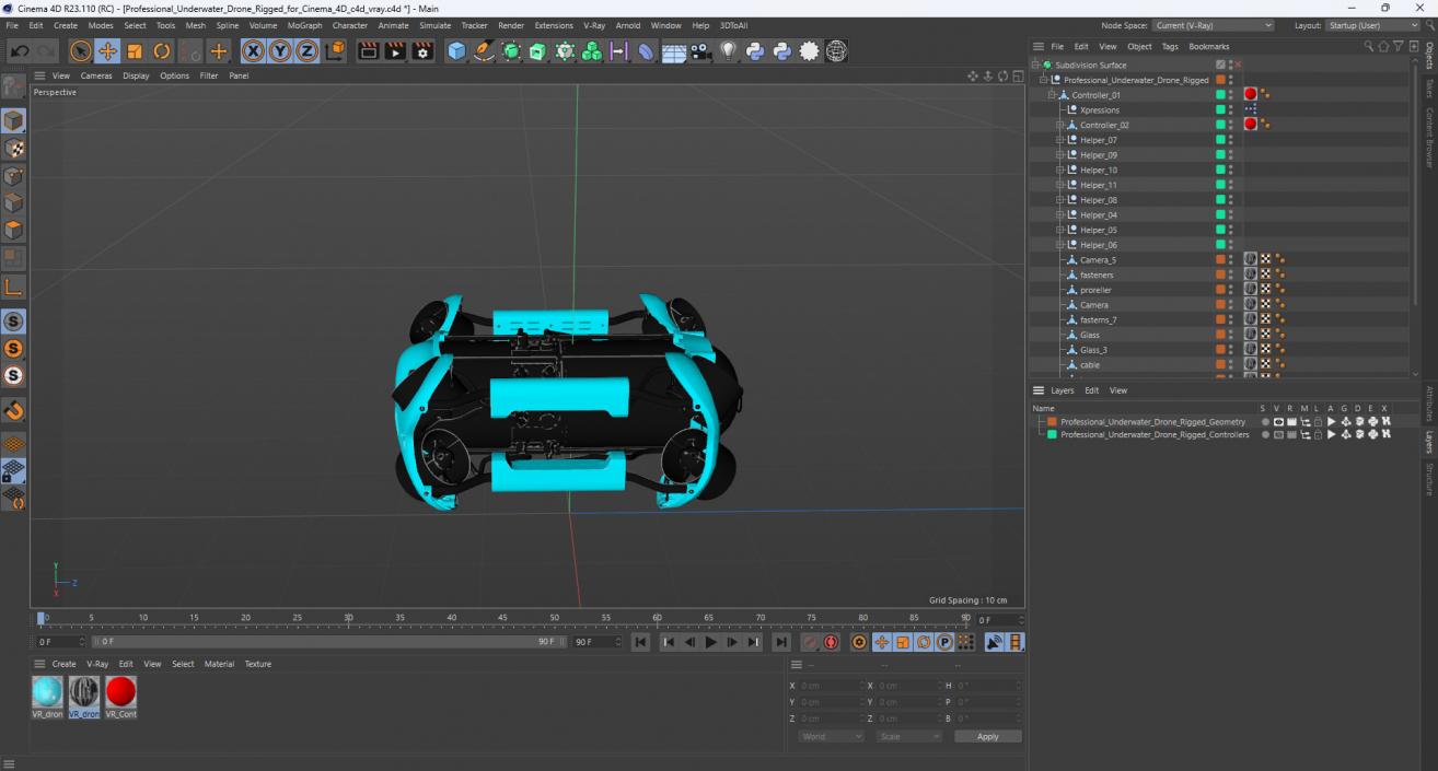 3D model Professional Underwater Drone Rigged for Cinema 4D