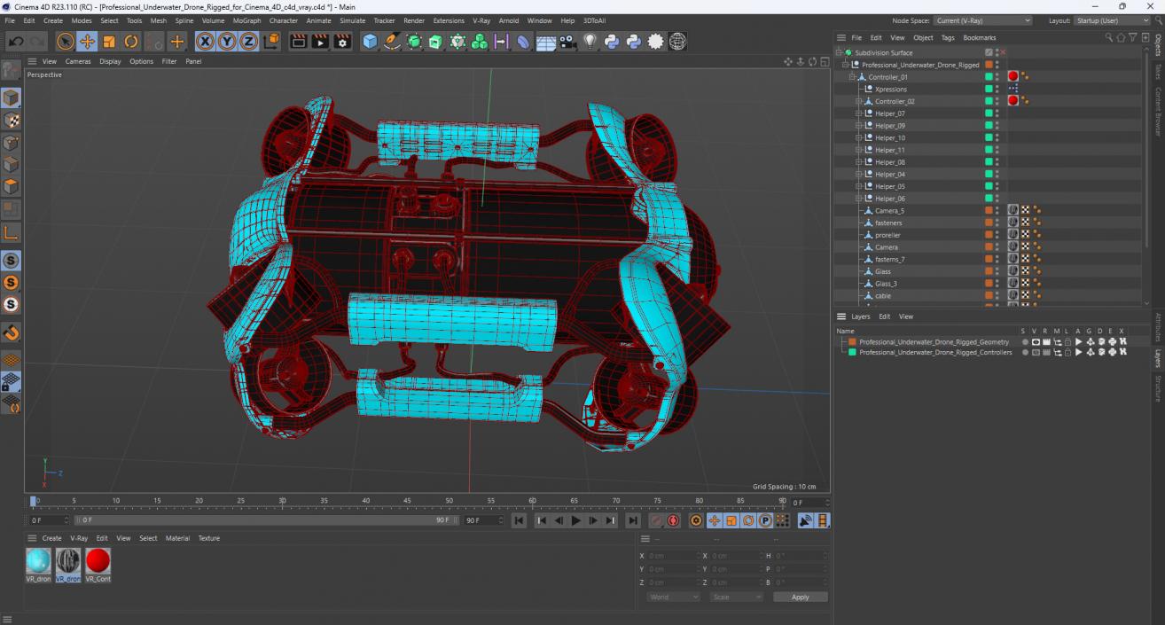3D model Professional Underwater Drone Rigged for Cinema 4D