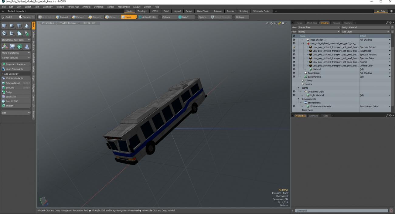 Low Poly Stylized Model Bus 3D