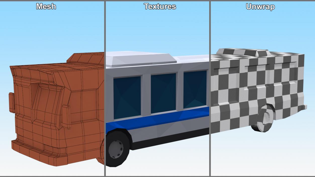 Low Poly Stylized Model Bus 3D