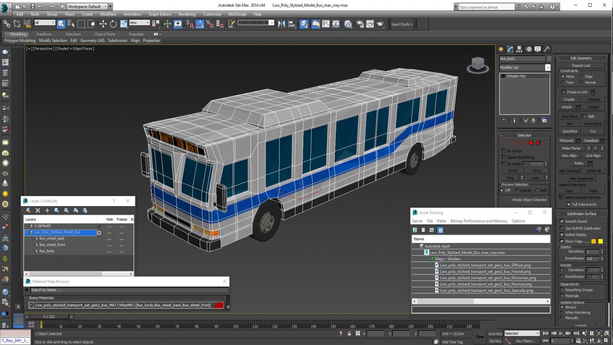 Low Poly Stylized Model Bus 3D