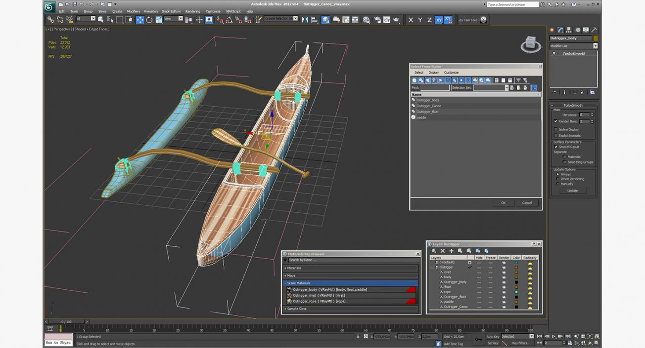 3D model Outrigger Canoe