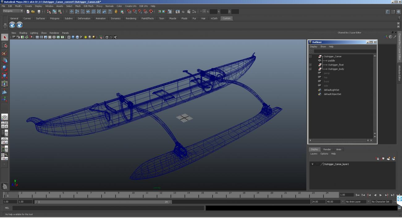 3D model Outrigger Canoe