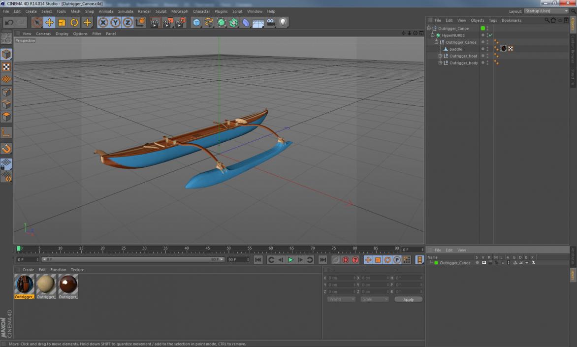 3D model Outrigger Canoe