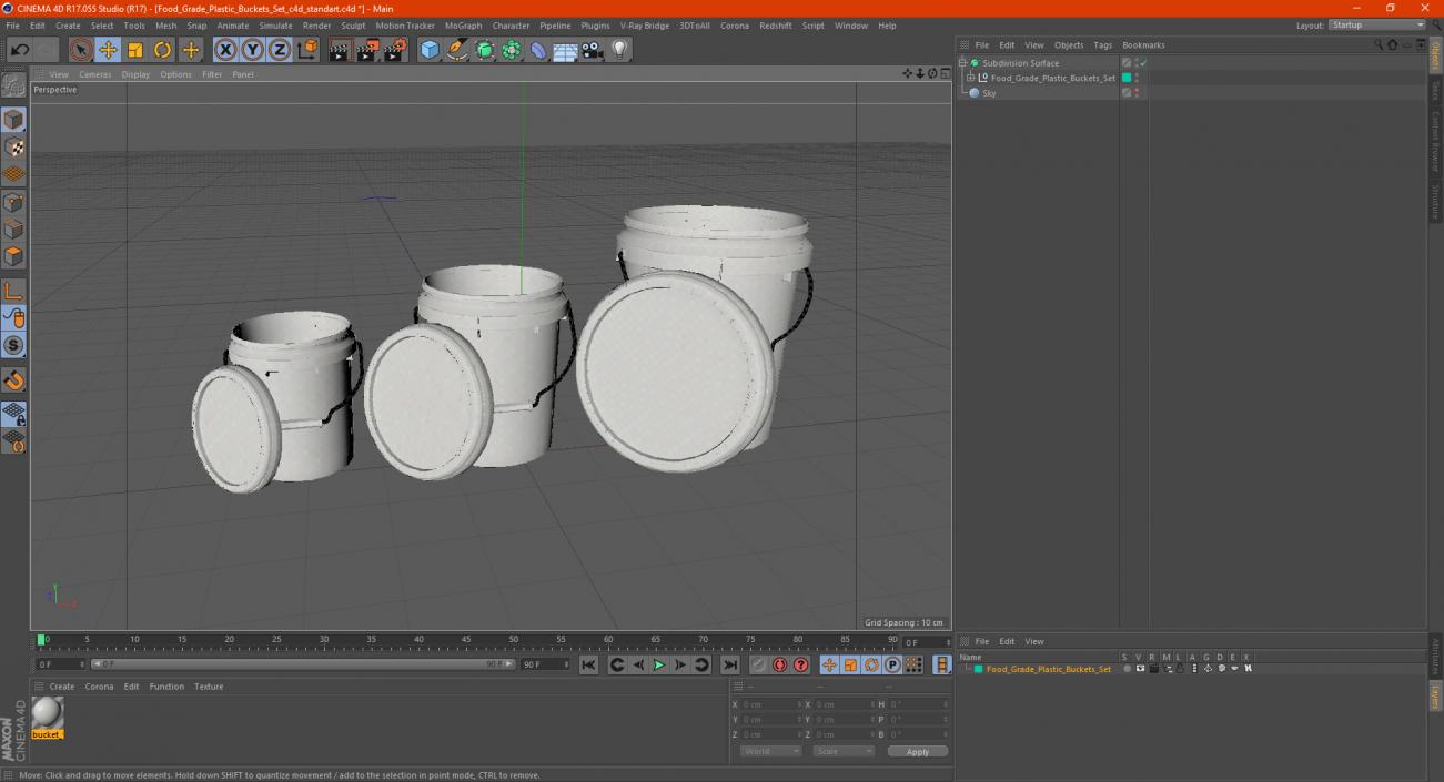 3D model Food Grade Plastic Buckets Set