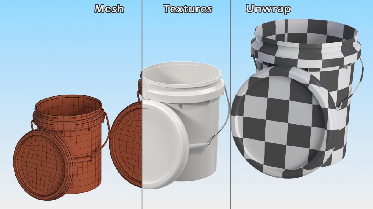 3D model Food Grade Plastic Buckets Set