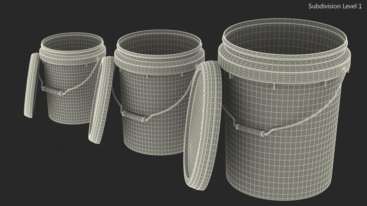 3D model Food Grade Plastic Buckets Set