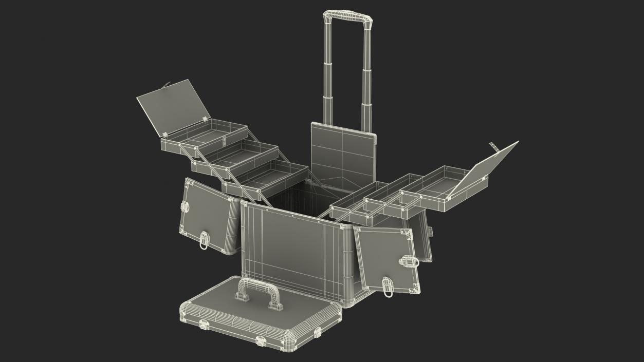 3D Unfolded Makeup Trolley Case Gold model