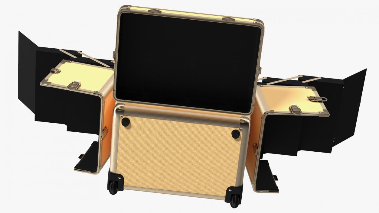 3D Unfolded Makeup Trolley Case Gold model