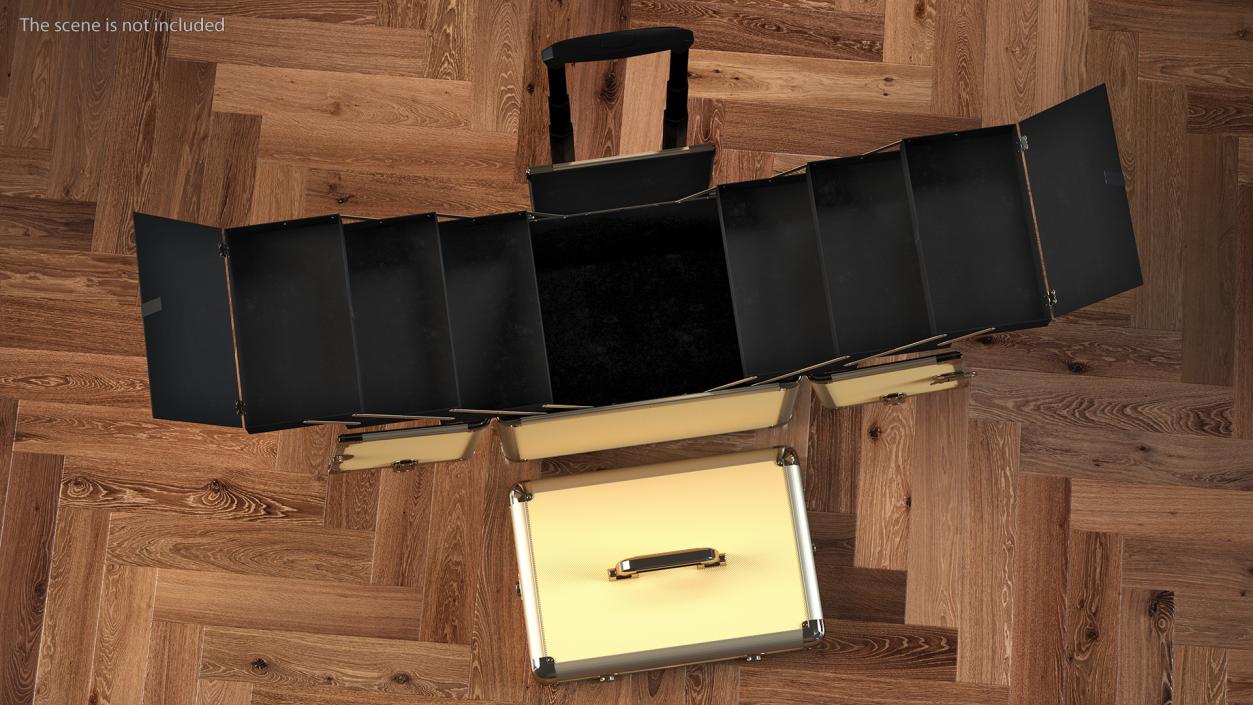 3D Unfolded Makeup Trolley Case Gold model