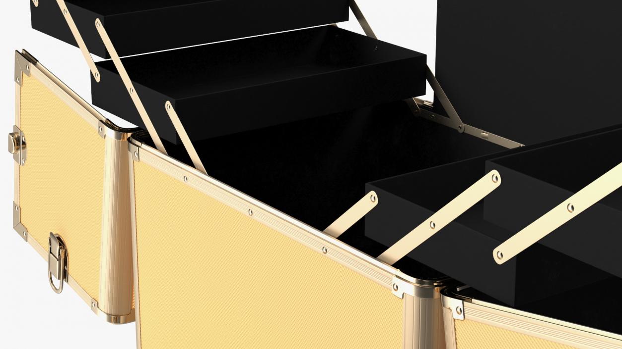 3D Unfolded Makeup Trolley Case Gold model