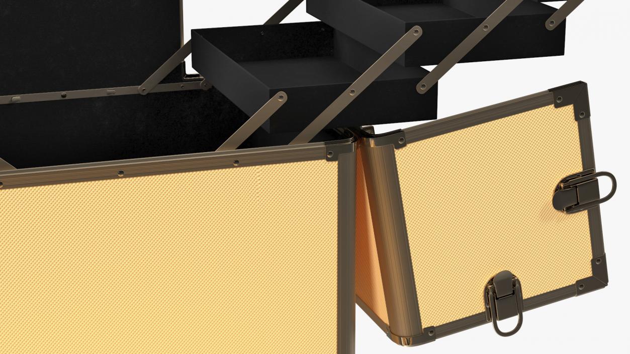 3D Unfolded Makeup Trolley Case Gold model