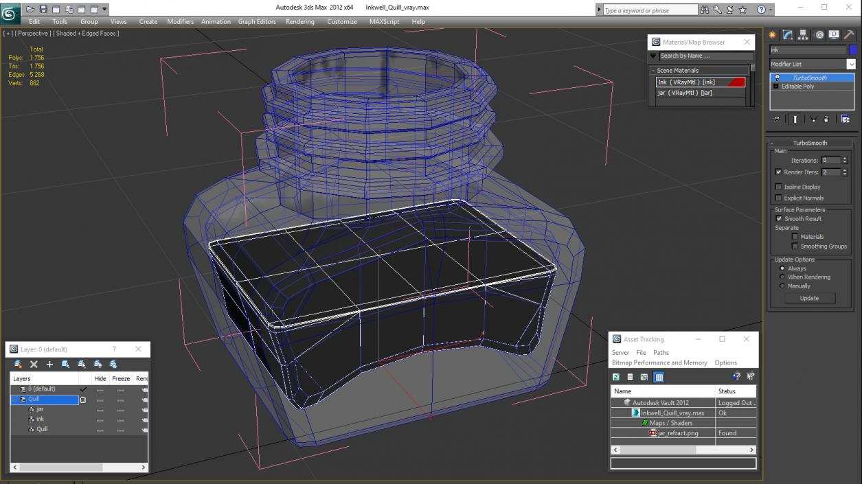 3D Inkwell Quill model