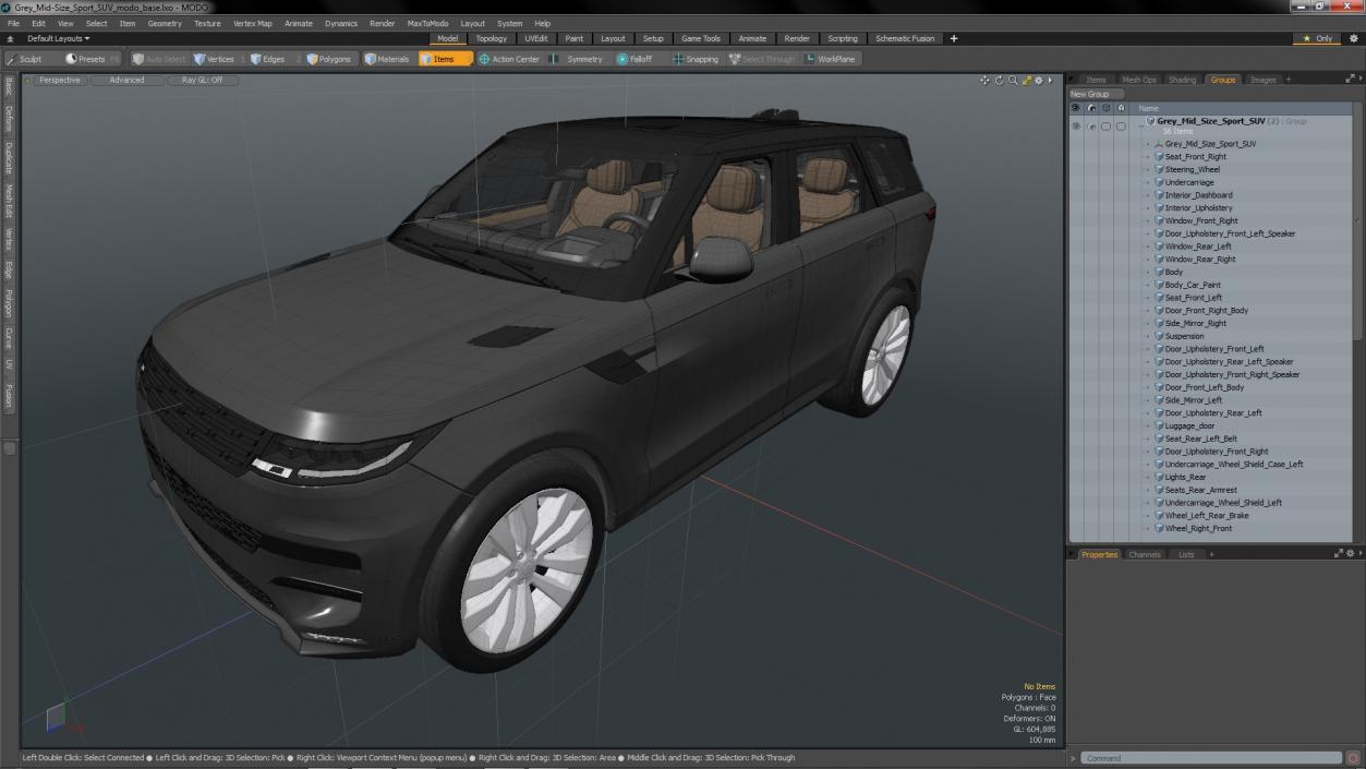 3D Grey Mid-Size Sport SUV model