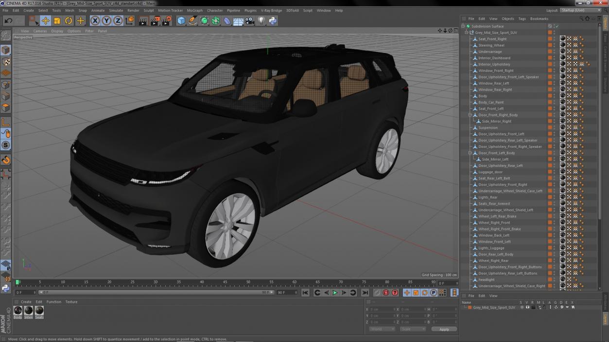 3D Grey Mid-Size Sport SUV model