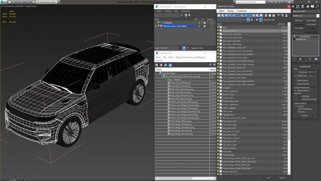 3D Grey Mid-Size Sport SUV model