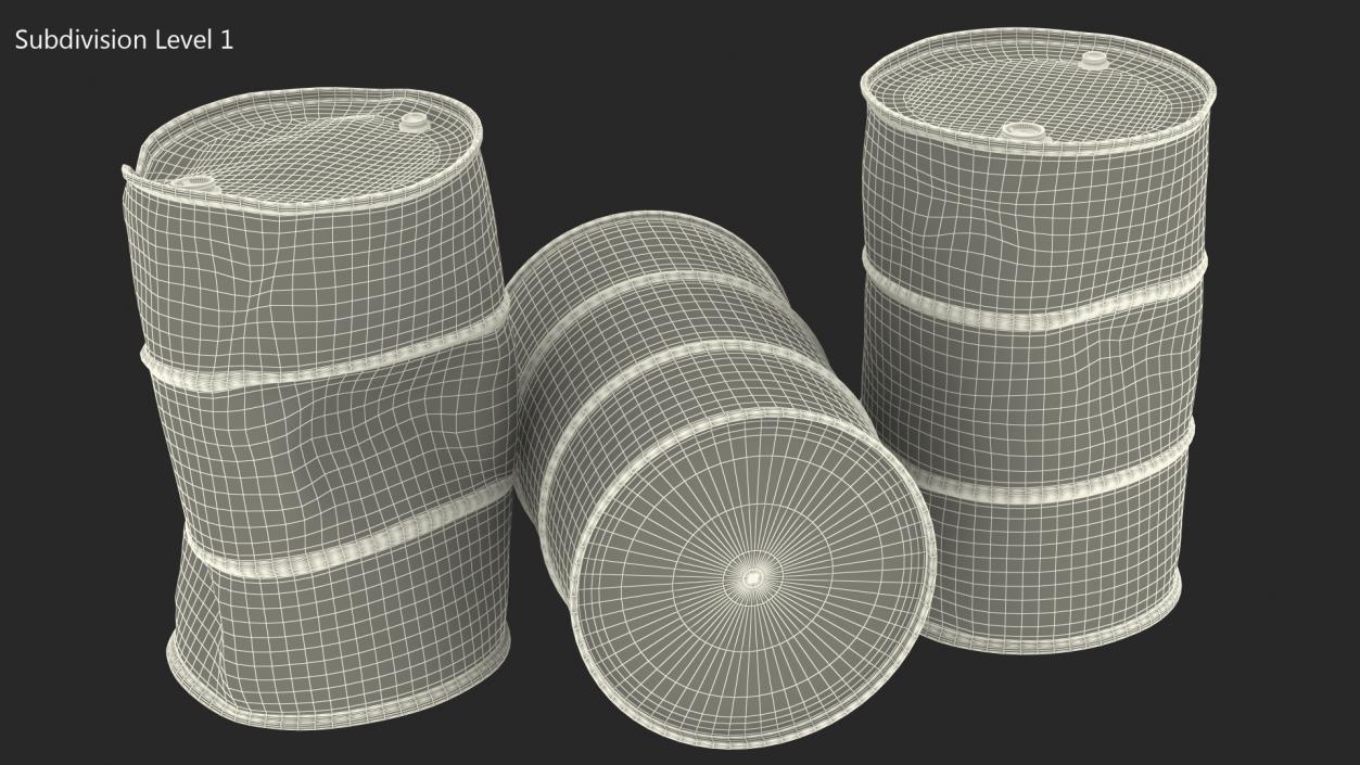 3D Crude Oil Barrels Set