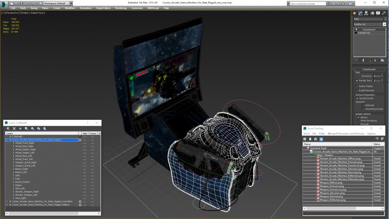 Cosmic Arcade Game Machine On State Rigged 3D