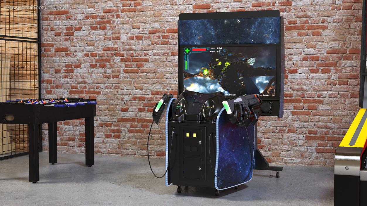 Cosmic Arcade Game Machine On State Rigged 3D