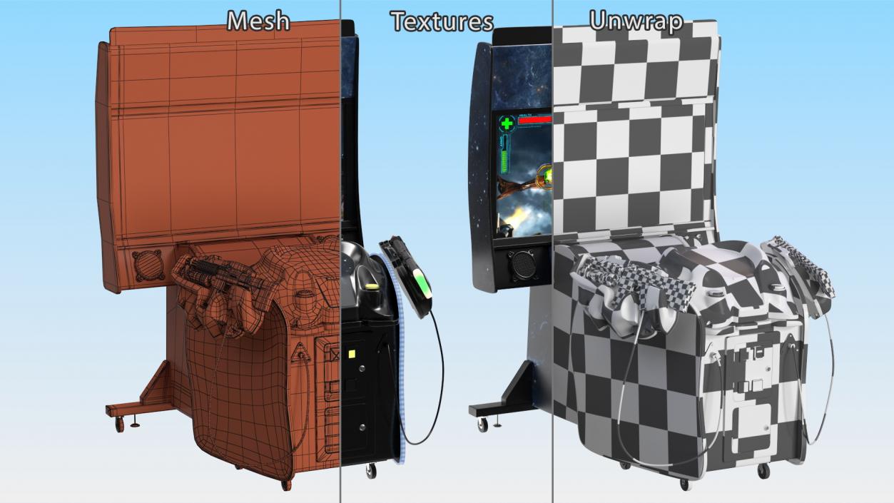 Cosmic Arcade Game Machine On State Rigged 3D