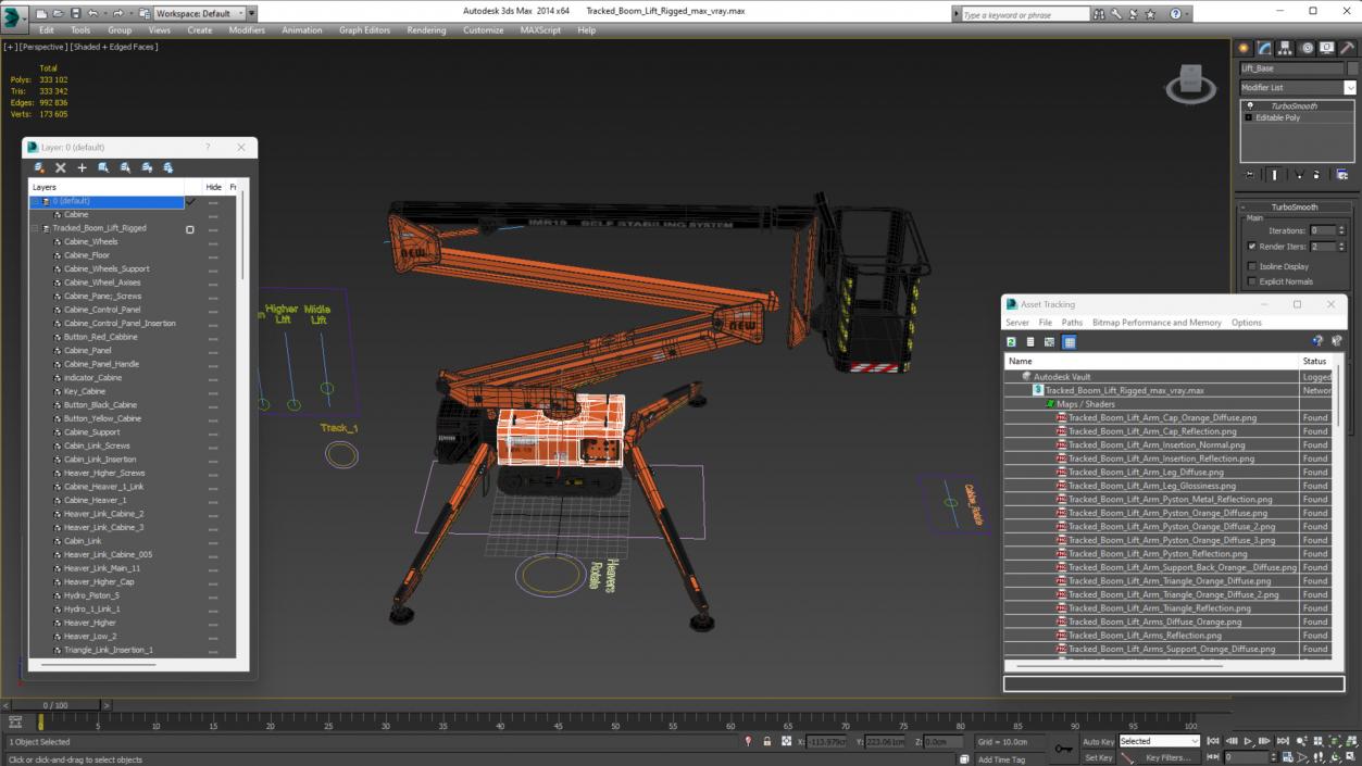 Tracked Boom Lift Rigged 3D model