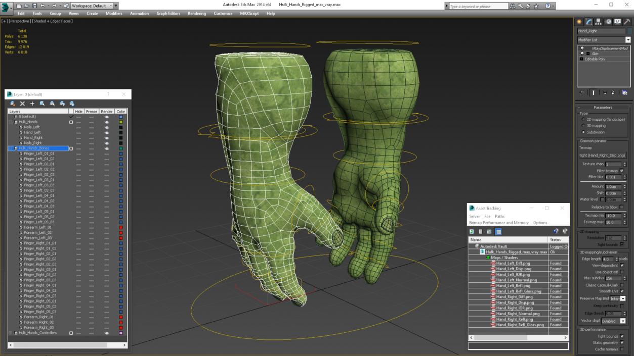 Hulk Hands Rigged 3D