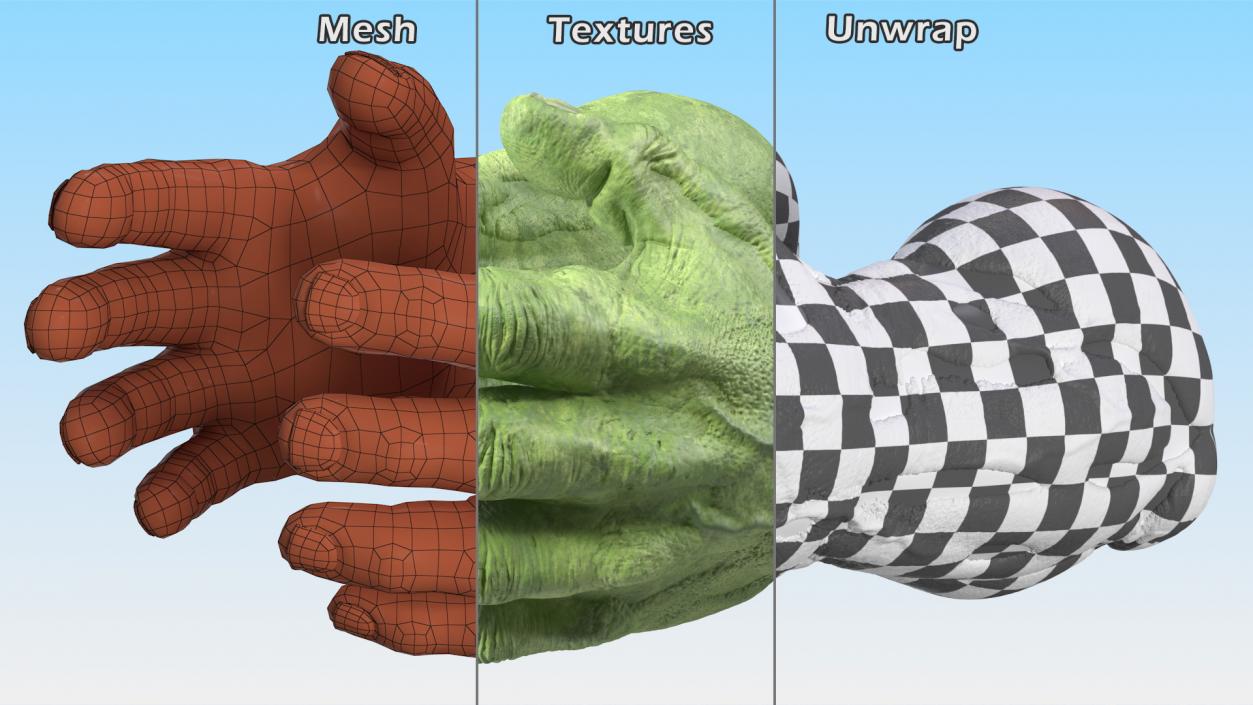 Hulk Hands Rigged 3D