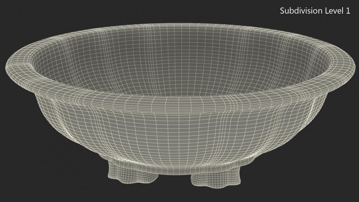 3D Wide Shallow Flower Pot model