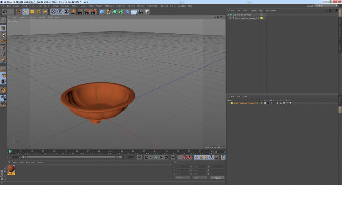 3D Wide Shallow Flower Pot model