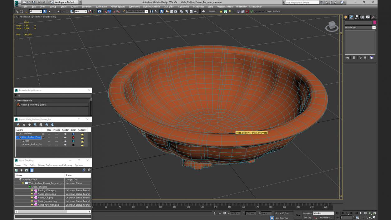 3D Wide Shallow Flower Pot model