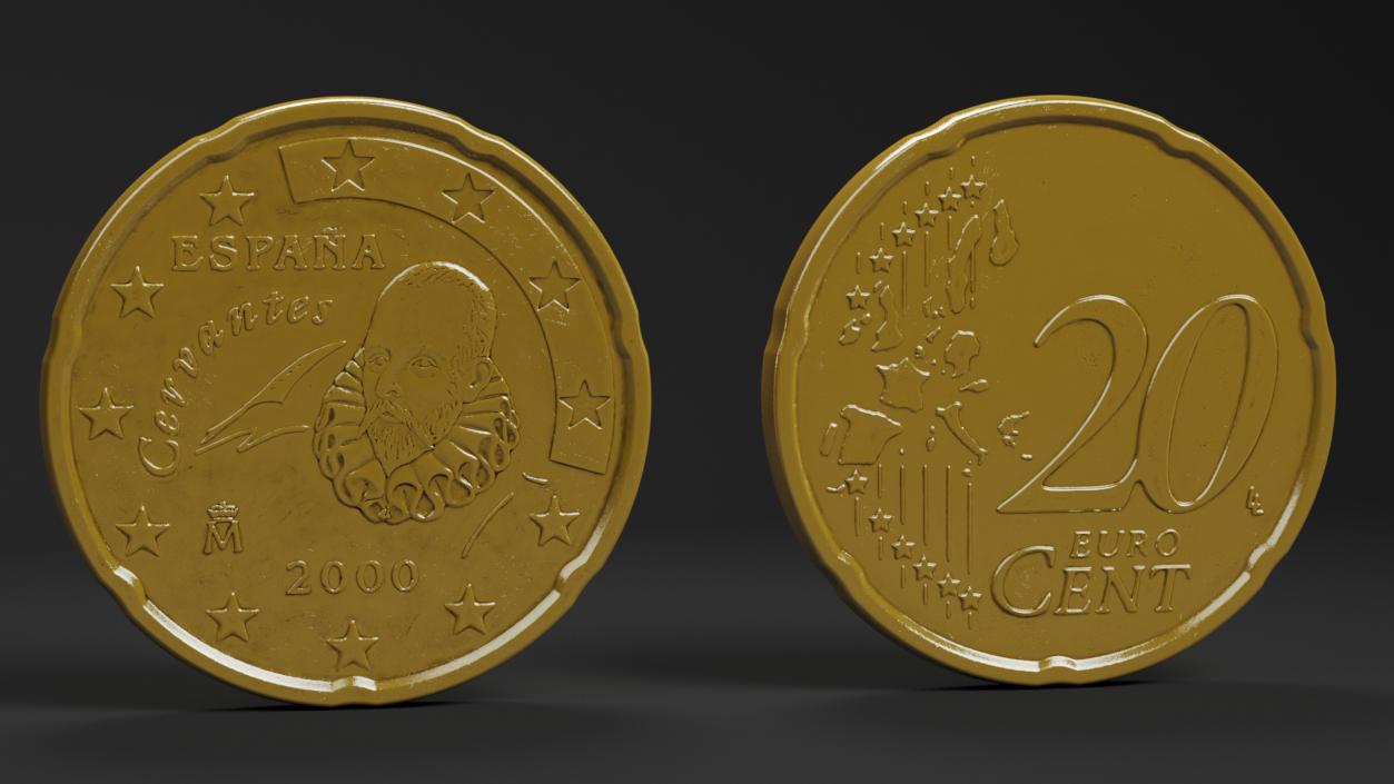 3D 20 Euro Cent Spain model