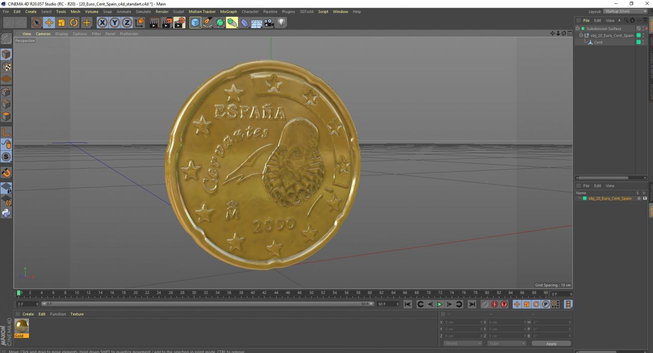 3D 20 Euro Cent Spain model