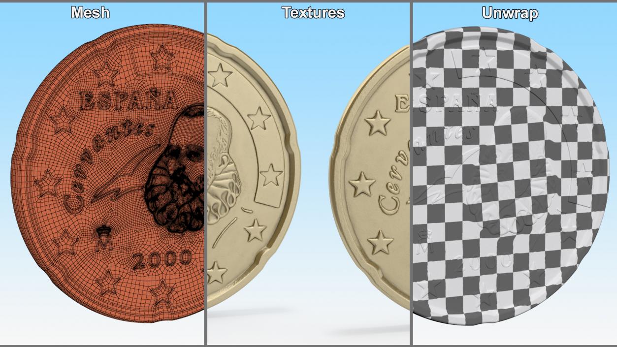 3D 20 Euro Cent Spain model