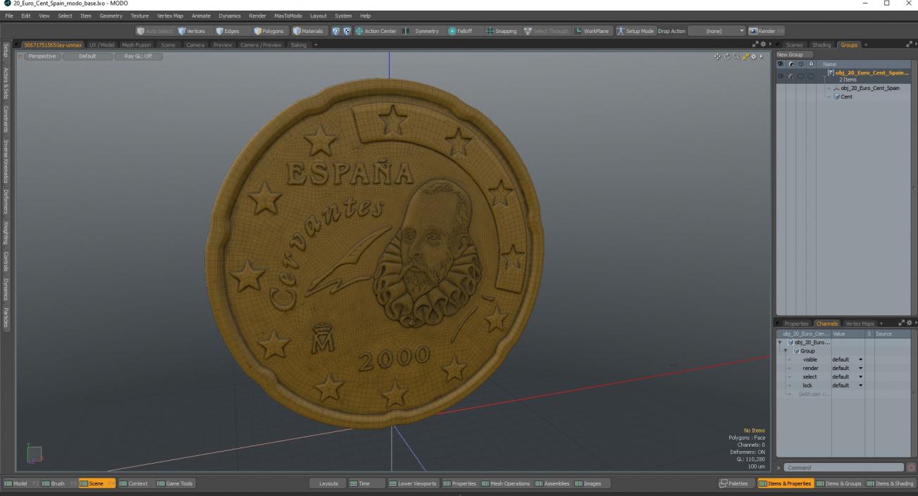 3D 20 Euro Cent Spain model