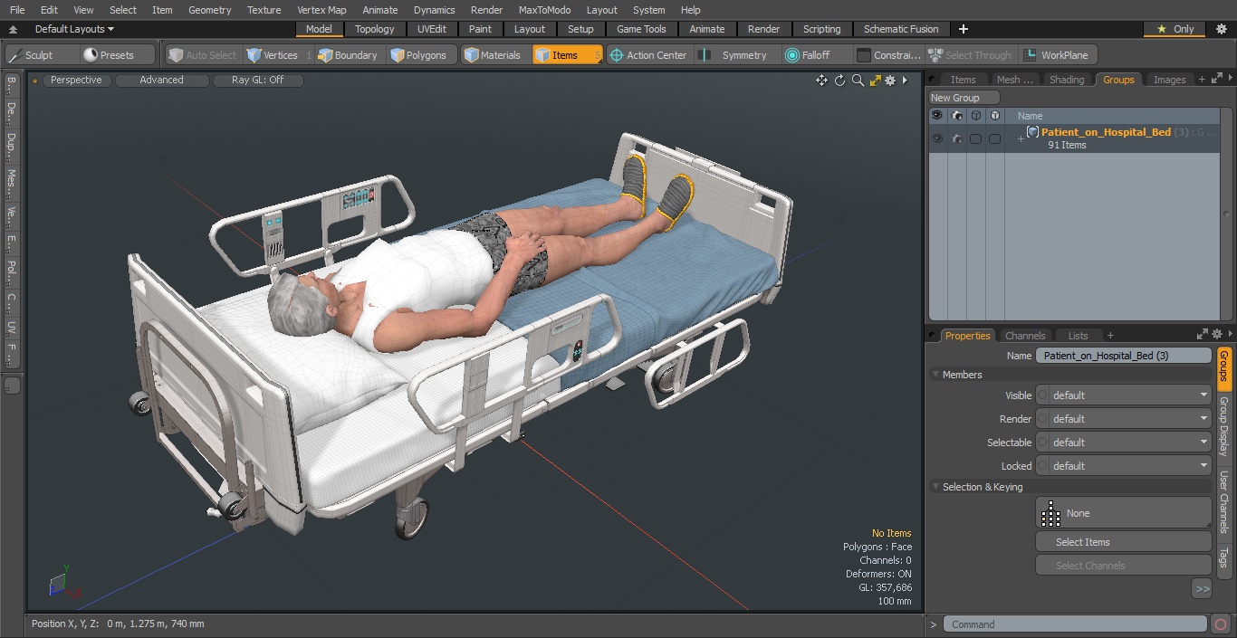 3D Patient on Hospital Bed model