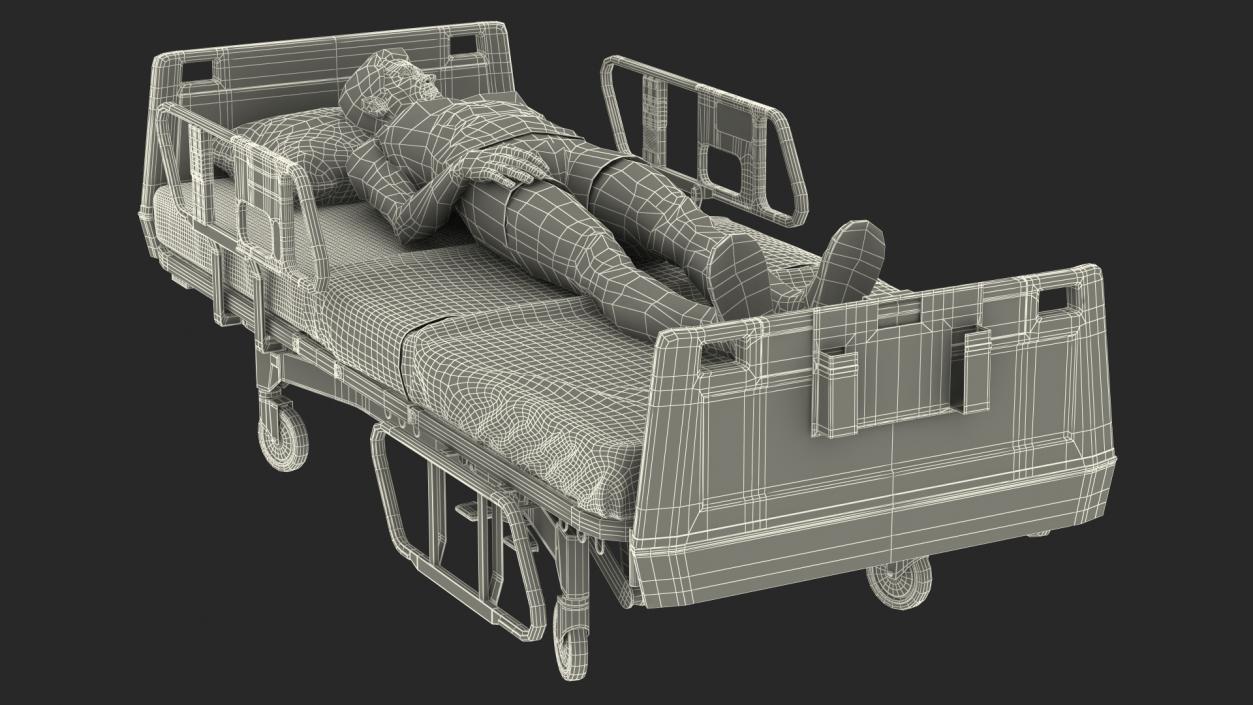 3D Patient on Hospital Bed model