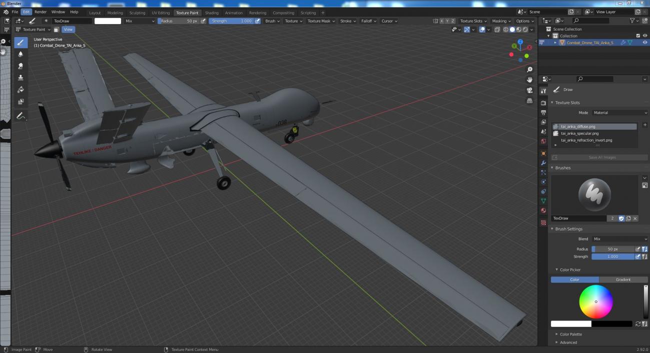 3D Combat Drone TAI Anka S model