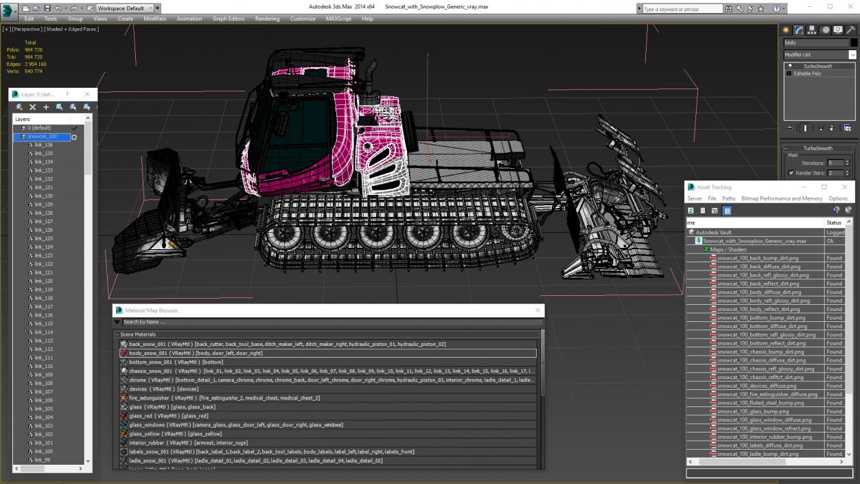 3D Snowcat with Snowplow