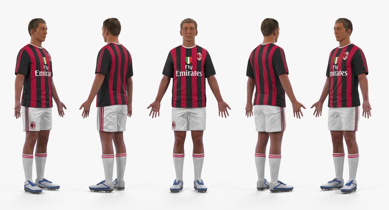 3D model Soccer or Football Player Milan Rigged 2