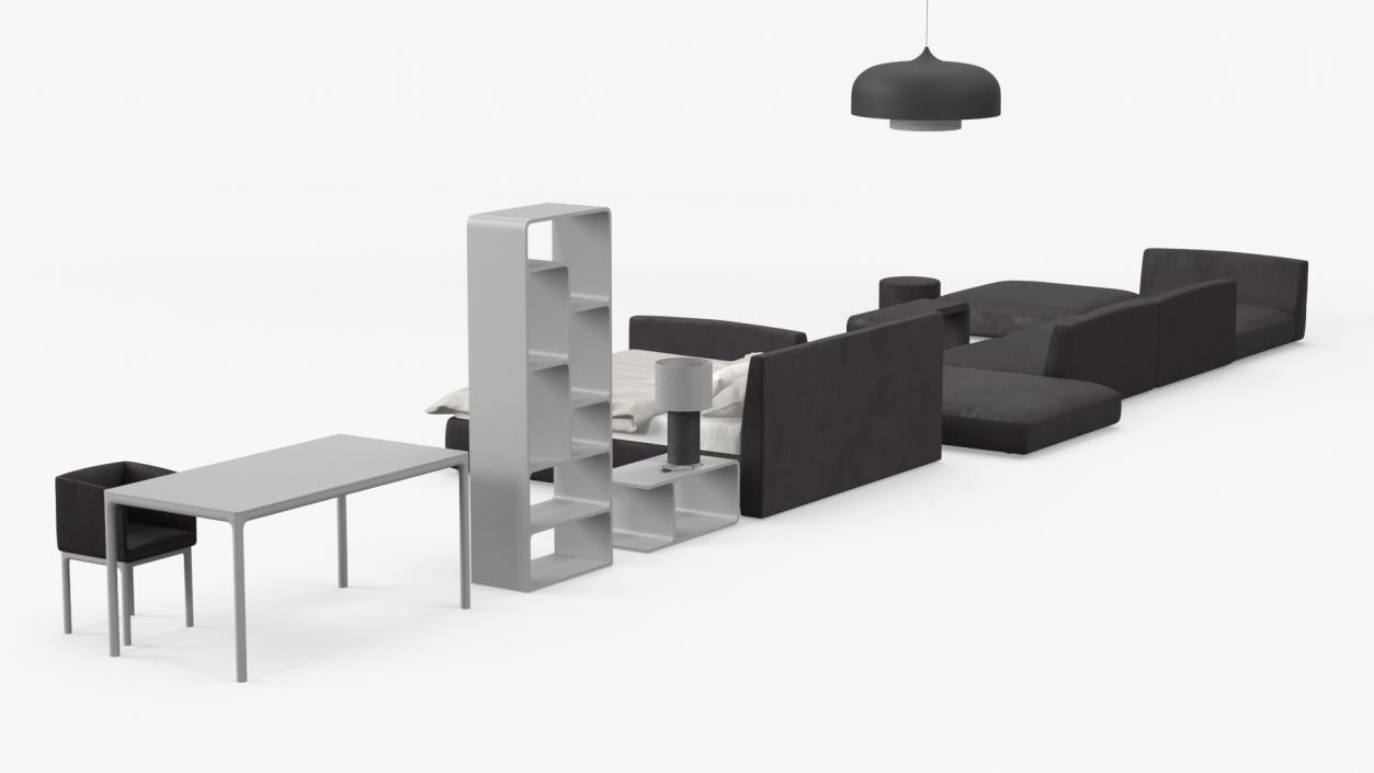 Contemporary Minimalist Furniture Set 2 3D model