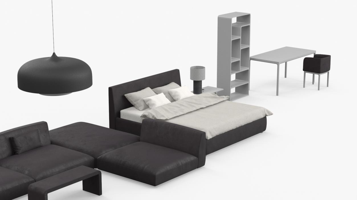 Contemporary Minimalist Furniture Set 2 3D model