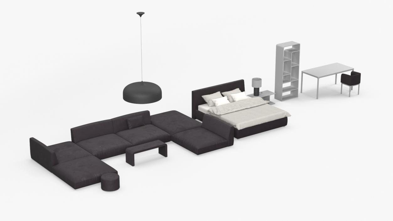 Contemporary Minimalist Furniture Set 2 3D model